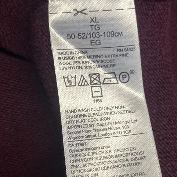 Banana Republic Italian Sweater Womens XL Luxury Cashmere Wool Blend Maroon EUC - Picture 9 of 9